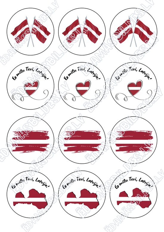 Chocolate Transfer Sheets "Mīlu Tevi Latvija!", 6 cm